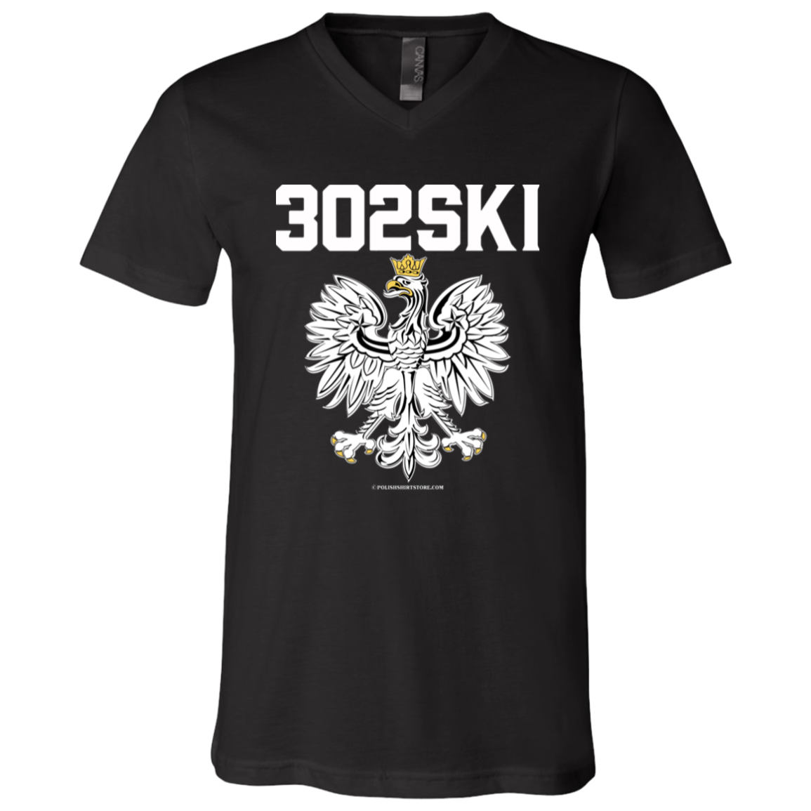 302SKI Apparel CustomCat 3005 Unisex Jersey SS V-Neck T-Shirt Black X-Small