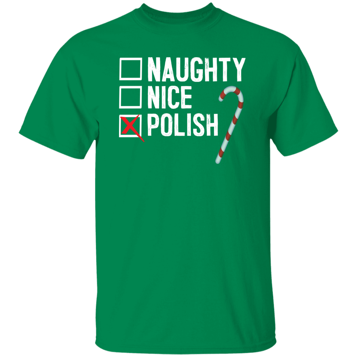 Polish Naughty Or Nice List Apparel CustomCat G500 5.3 oz. T-Shirt Turf Green S