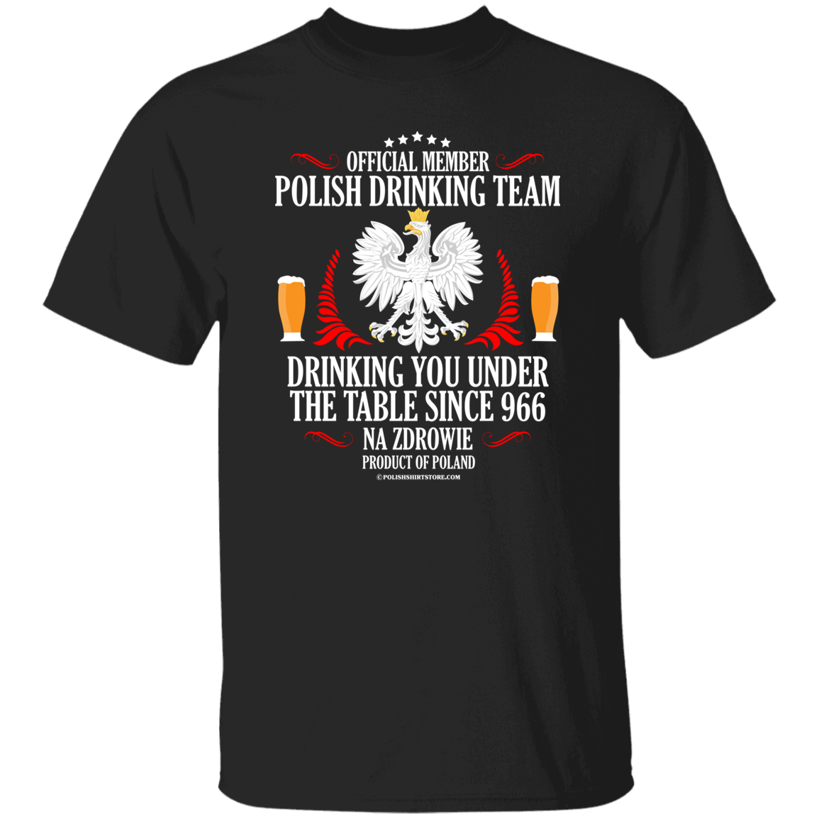 Official Member Of The Polish Drinking Team Apparel CustomCat G500 5.3 oz. T-Shirt Black S