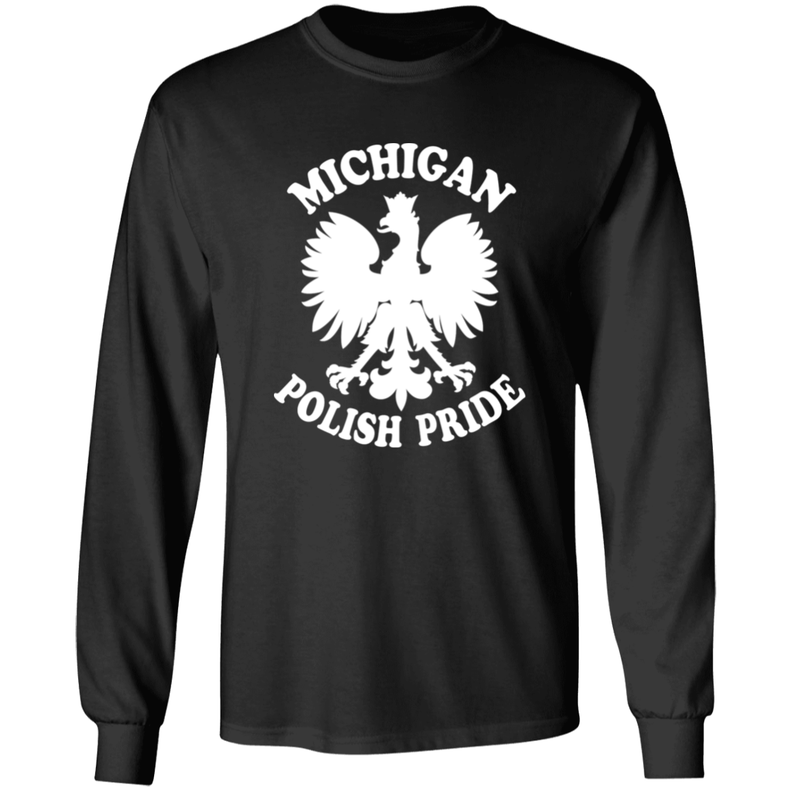 Michigan Polish Pride Apparel CustomCat G240 LS Ultra Cotton T-Shirt Black S