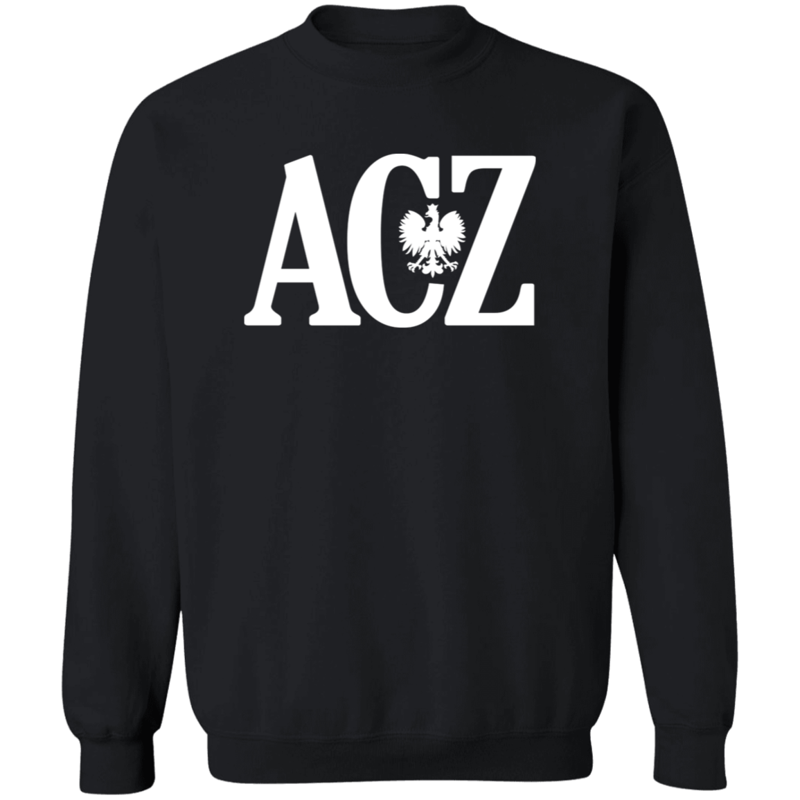 Polish Surname Ending in ACZ Apparel CustomCat G180 Crewneck Pullover Sweatshirt Black S