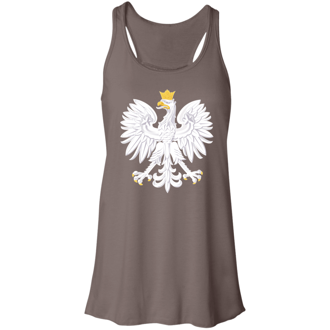 Polish Eagle Ladies Flowy Racerback Tank T-Shirts CustomCat Pebble Brown X-Small 
