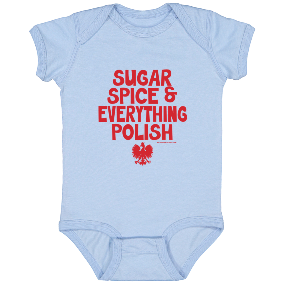Sugar Spice & Everything Polish Infant Bodysuit Baby CustomCat Light Blue Newborn 