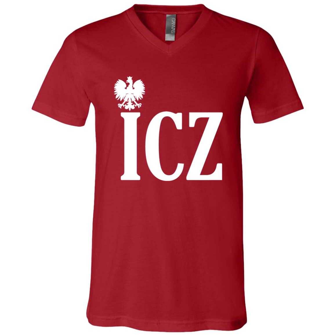 ICZ Polish Surname Ending Apparel CustomCat 3005 Unisex Jersey SS V-Neck T-Shirt Canvas Red X-Small