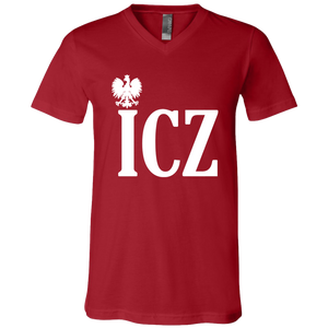 ICZ Polish Surname Ending - 3005 Unisex Jersey SS V-Neck T-Shirt / Canvas Red / X-Small - Polish Shirt Store