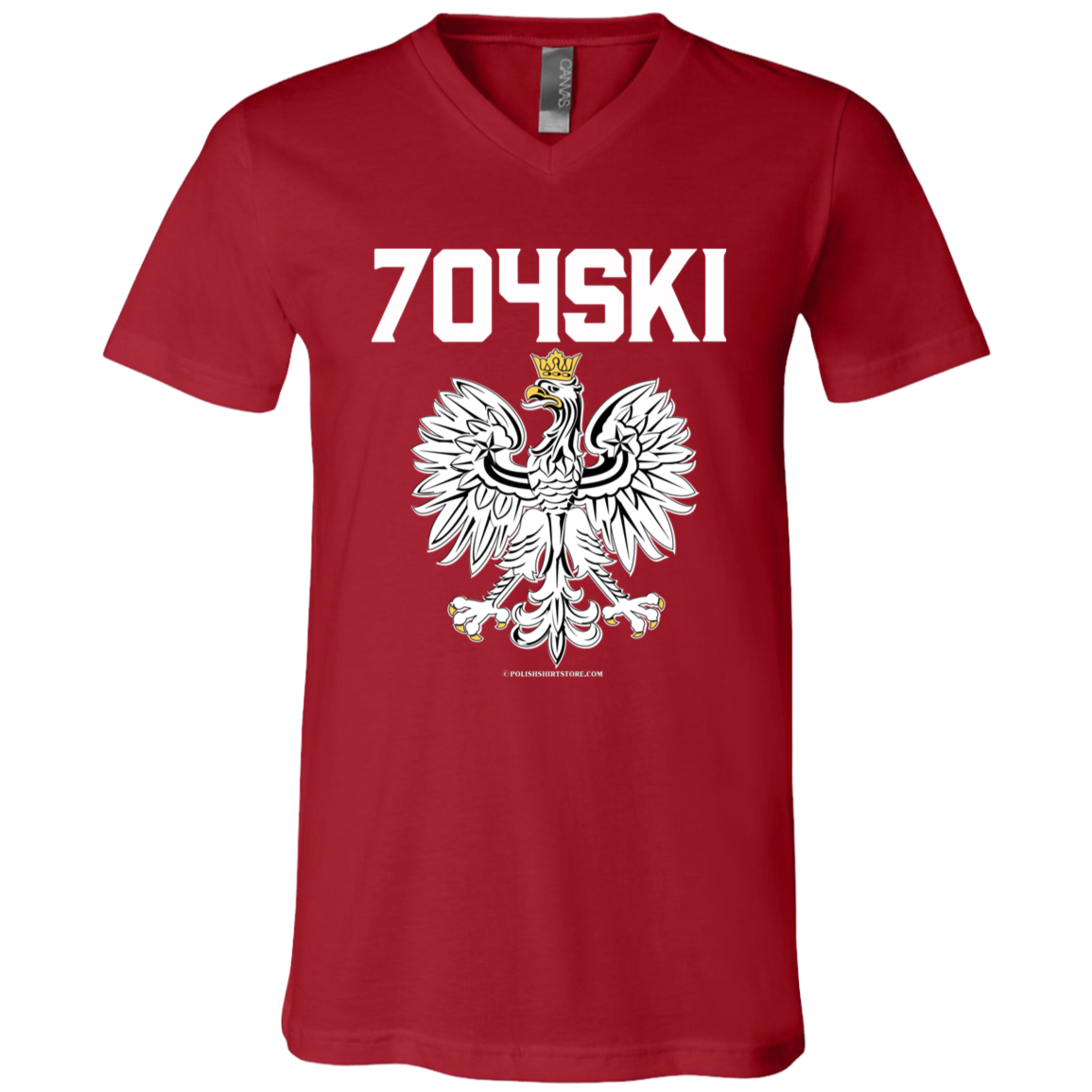 704SKI Apparel CustomCat 3005 Unisex Jersey SS V-Neck T-Shirt Canvas Red X-Small