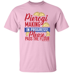 Pierogi Making In Progress (Light Tees) - Light Pink / S - Polish Shirt Store