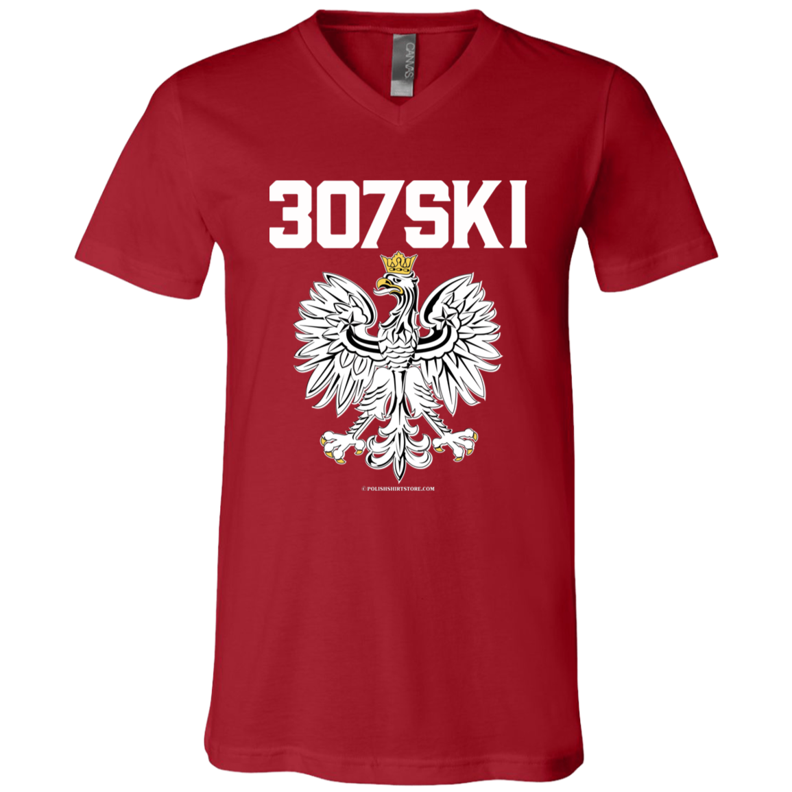 307SKI Apparel CustomCat 3005 Unisex Jersey SS V-Neck T-Shirt Canvas Red X-Small