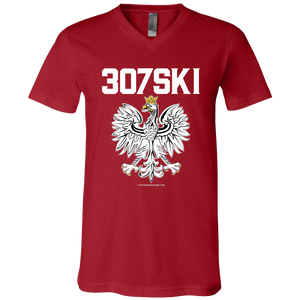 307SKI - 3005 Unisex Jersey SS V-Neck T-Shirt / Canvas Red / X-Small - Polish Shirt Store