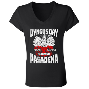 Dyngus Day Pasadena - B6005 Ladies' Jersey V-Neck T-Shirt / Black / S - Polish Shirt Store