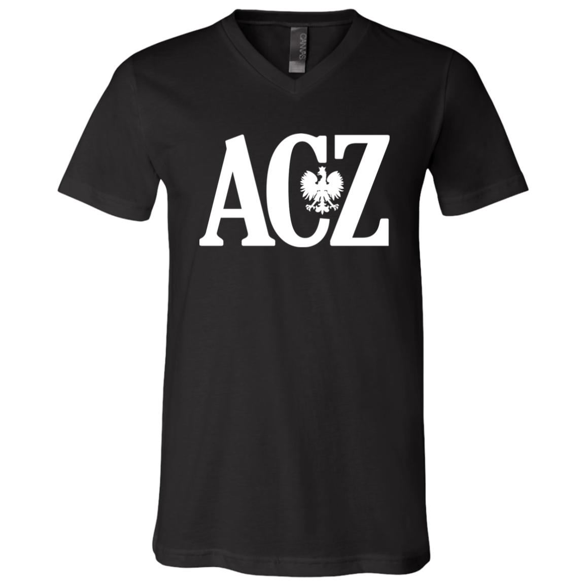 Polish Surname Ending in ACZ Apparel CustomCat 3005 Unisex Jersey SS V-Neck T-Shirt Black X-Small