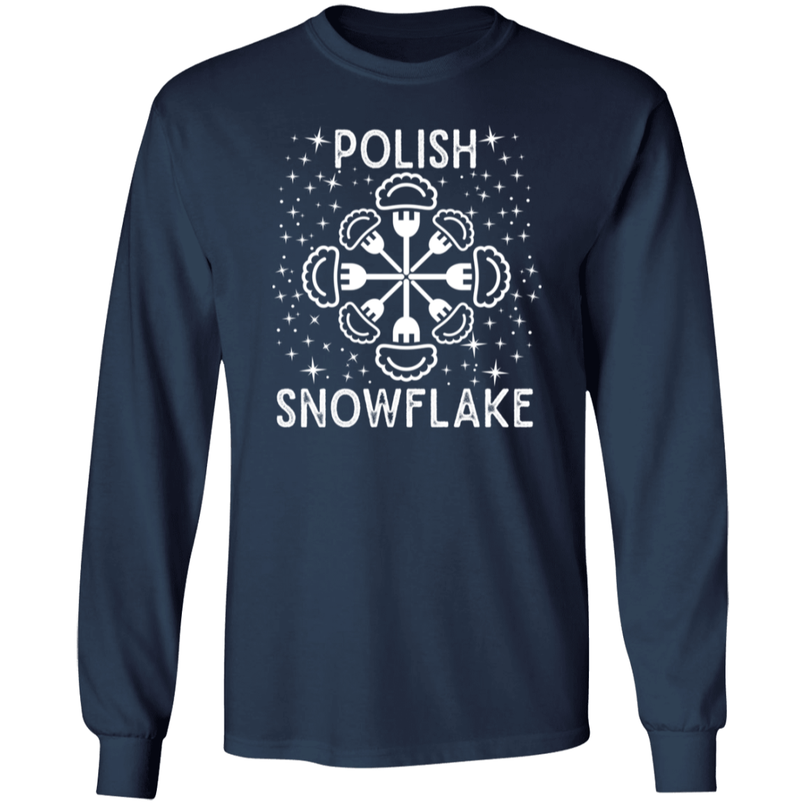 Polish Snowflake T-Shirt Apparel CustomCat G540 LS T-Shirt Navy S