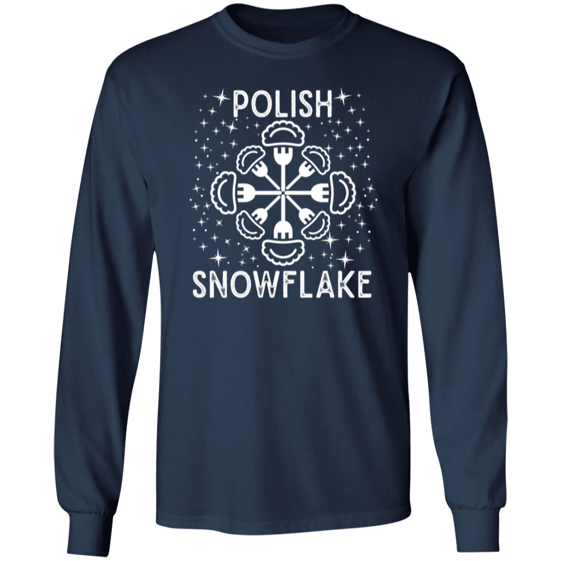 Polish Snowflake T-Shirt Apparel CustomCat G240 LS Ultra Cotton T-Shirt Navy S