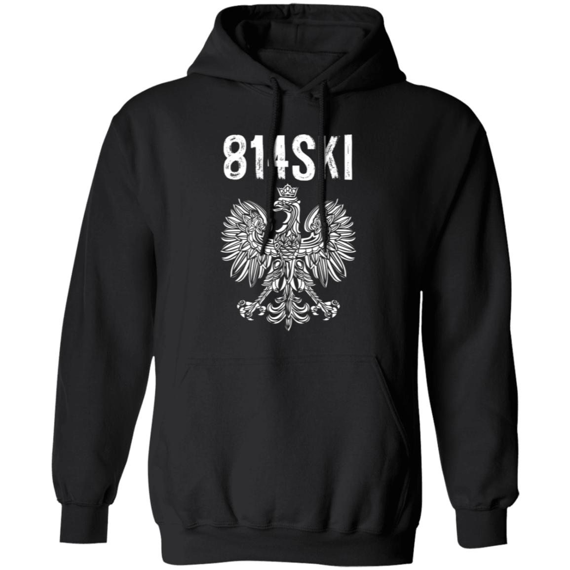 Erie Pennsylvania Polish Pride Area Code 814 Apparel CustomCat G185 Pullover Hoodie Black S