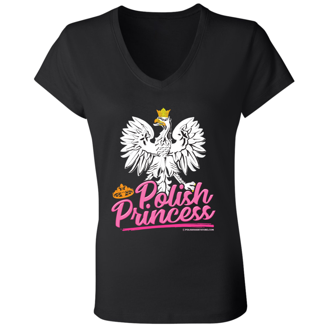 Polish Princess V-Neck T-Shirt T-Shirts CustomCat Black S 