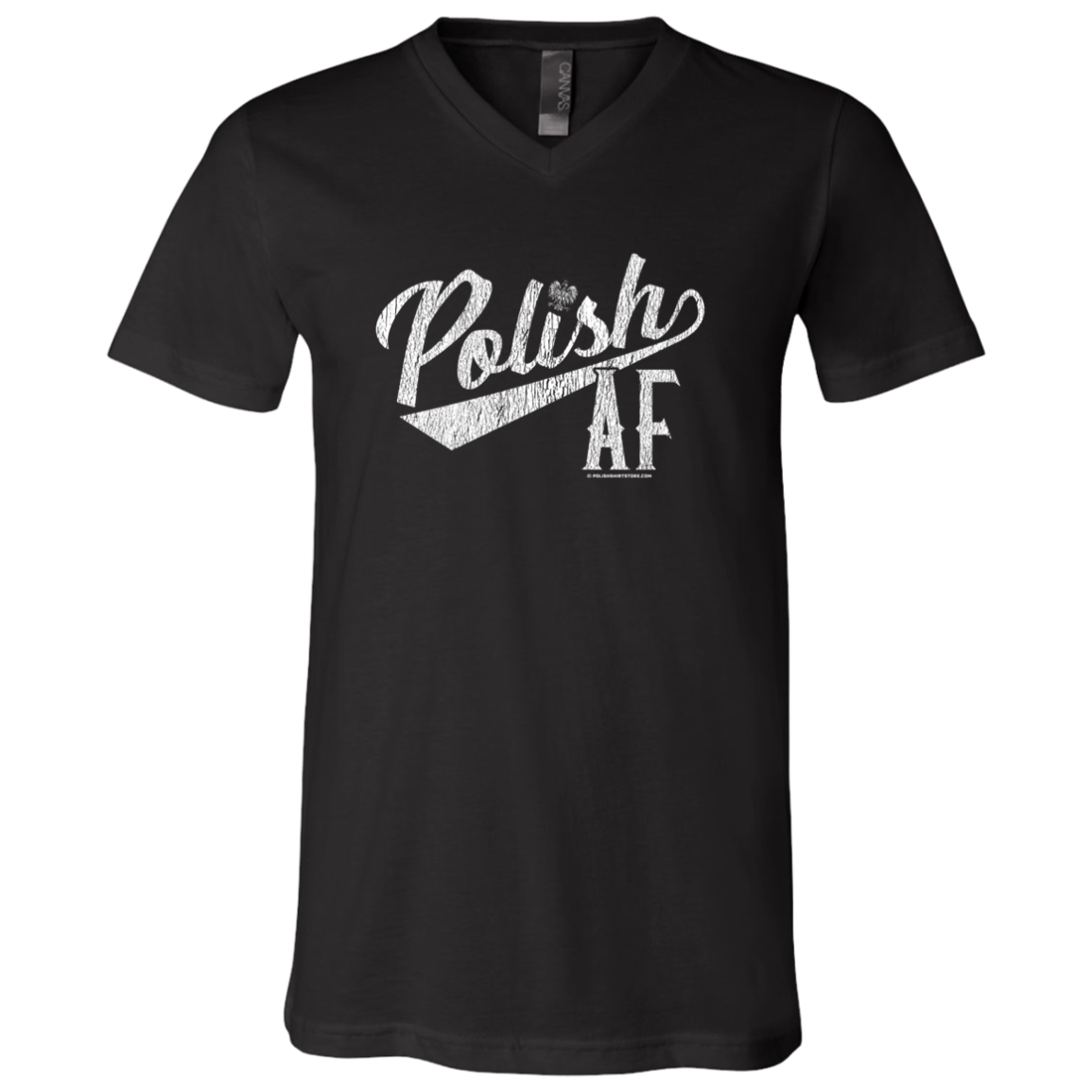 Polish AF Apparel CustomCat 3005 Unisex Jersey SS V-Neck T-Shirt Black X-Small