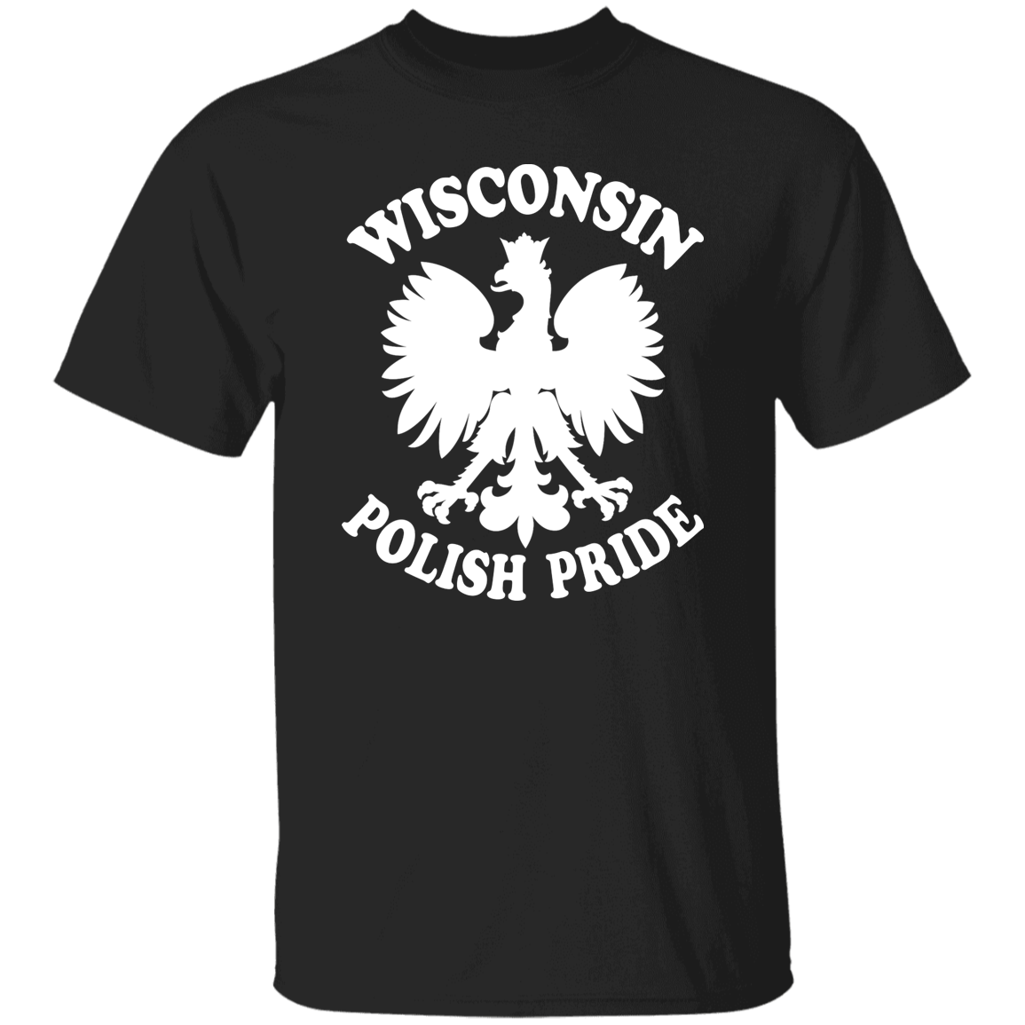 Wisconsin Polish Pride Apparel CustomCat G500 5.3 oz. T-Shirt Black S