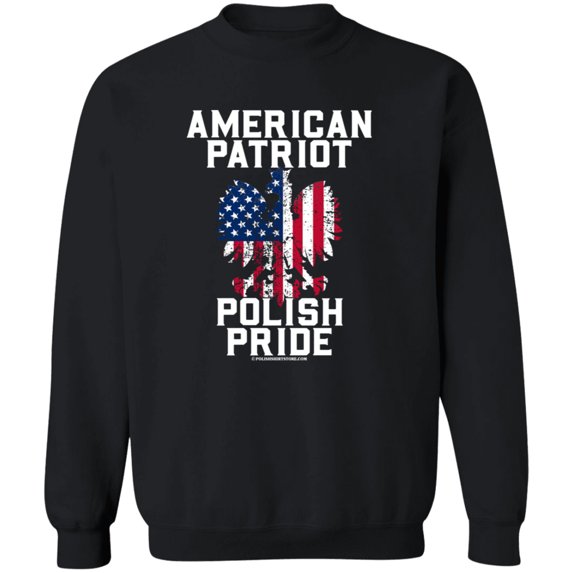 American Patriot Polish Pride T-Shirts CustomCat G180 Crewneck Pullover Sweatshirt Black S