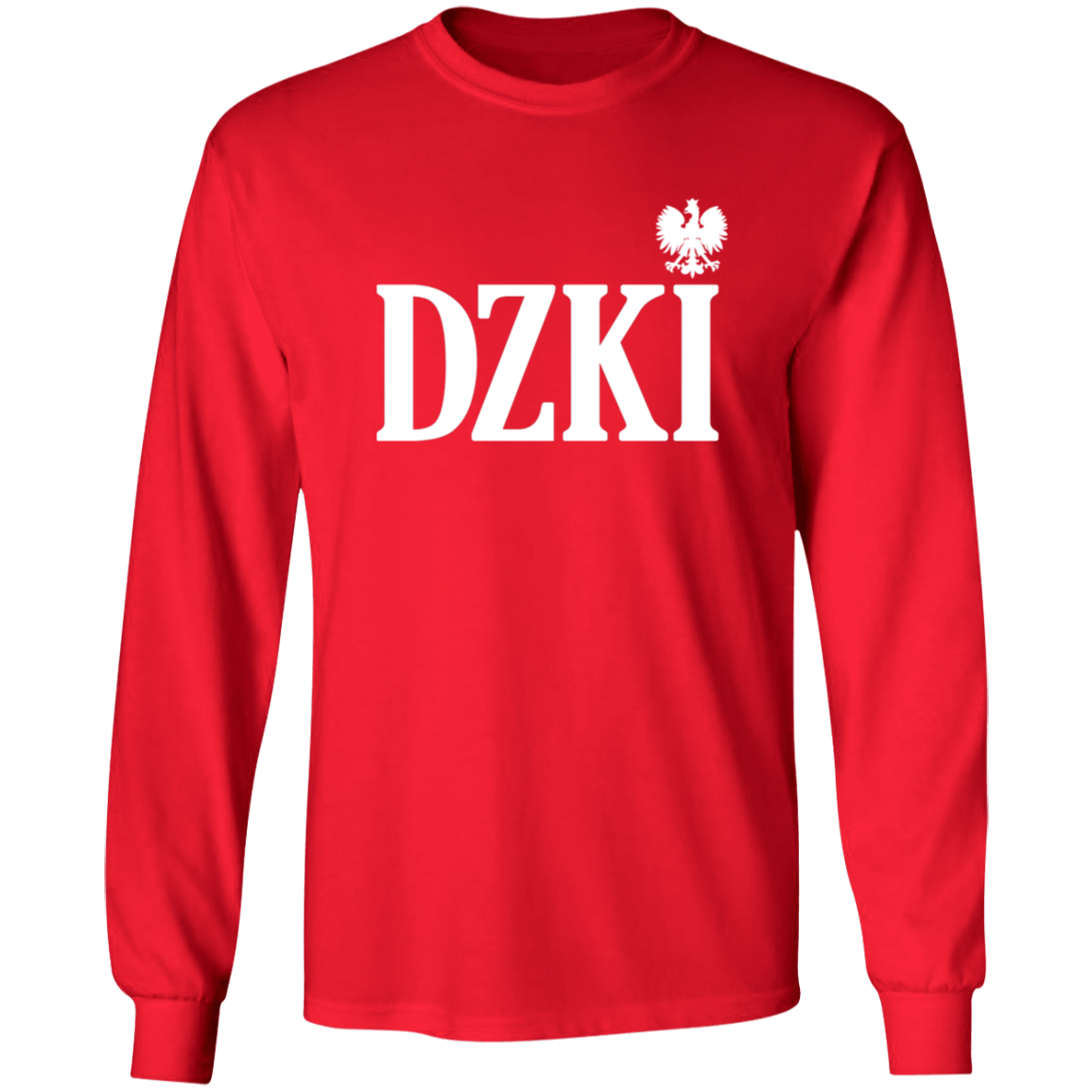 DZKI Polish Surname Ending Apparel CustomCat G540 LS T-Shirt Red S