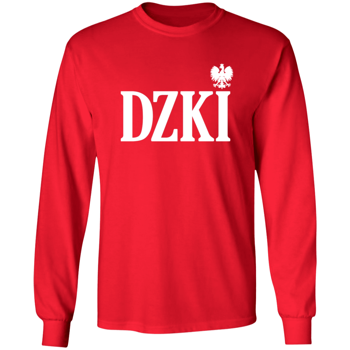 DZKI Polish Surname Ending Apparel CustomCat G240 LS Ultra Cotton T-Shirt Red S