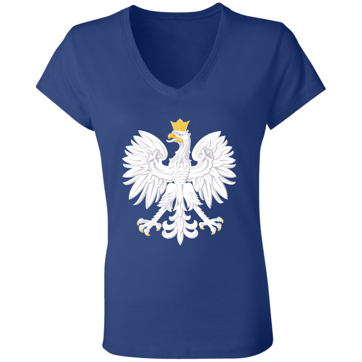 Polish Eagle Ladies' V-Neck T-Shirt T-Shirts CustomCat True Royal S 