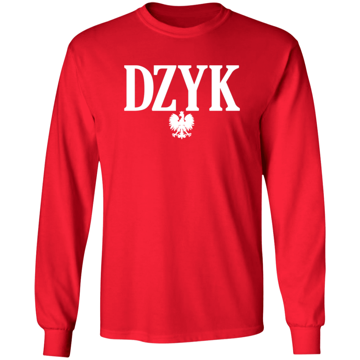 DZYK Polish Surname Ending Apparel CustomCat G540 LS T-Shirt Red S