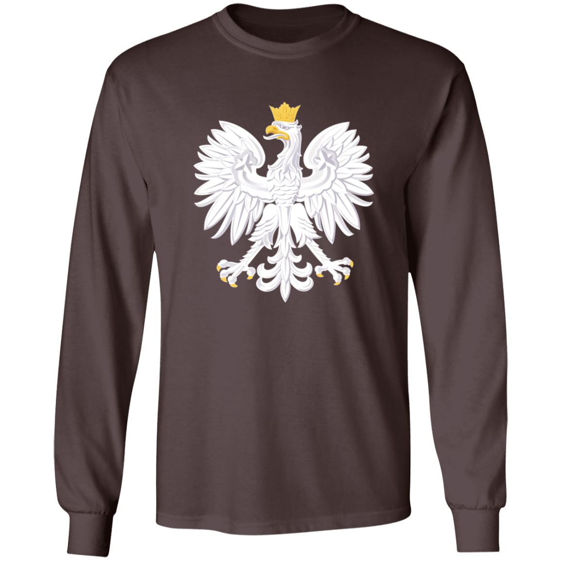 Polish Eagle Long Sleeve Shirt T-Shirts CustomCat Dark Chocolate S 