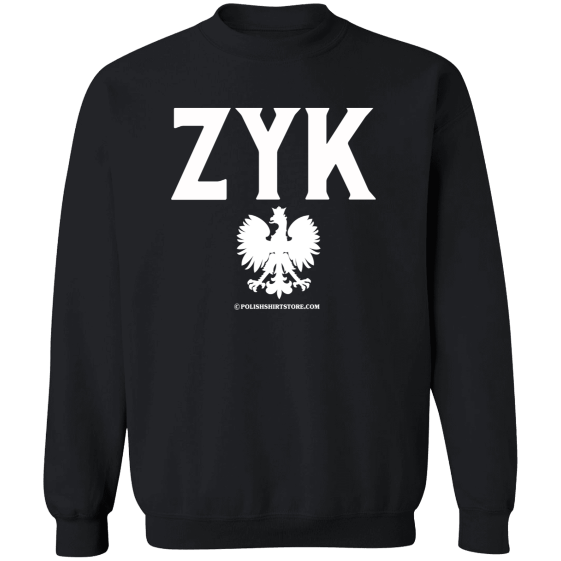 Polish Surname Ending in ZYK Apparel CustomCat G180 Crewneck Pullover Sweatshirt Black S