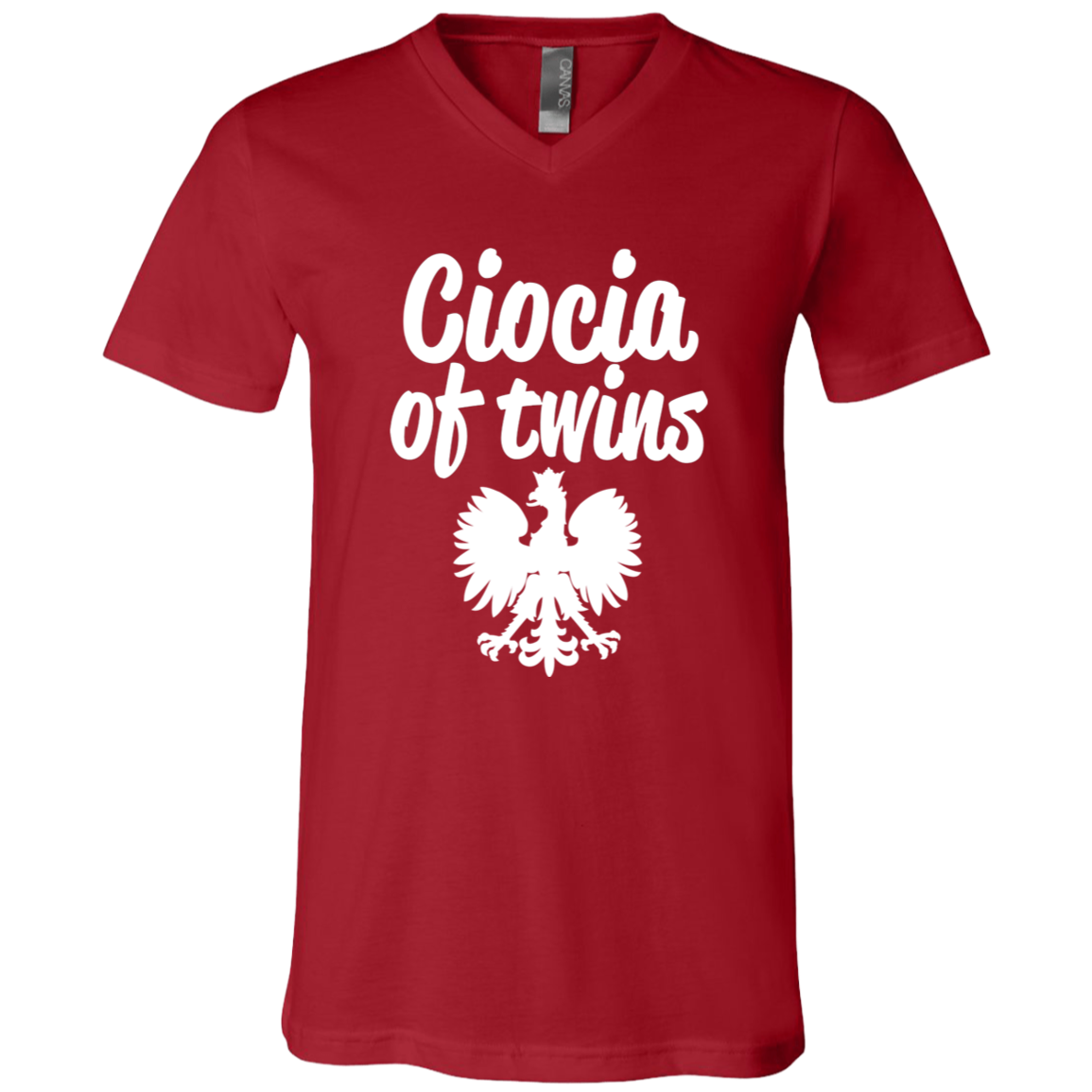 Ciocia of Twins Apparel CustomCat 3005 Unisex Jersey SS V-Neck T-Shirt Canvas Red X-Small