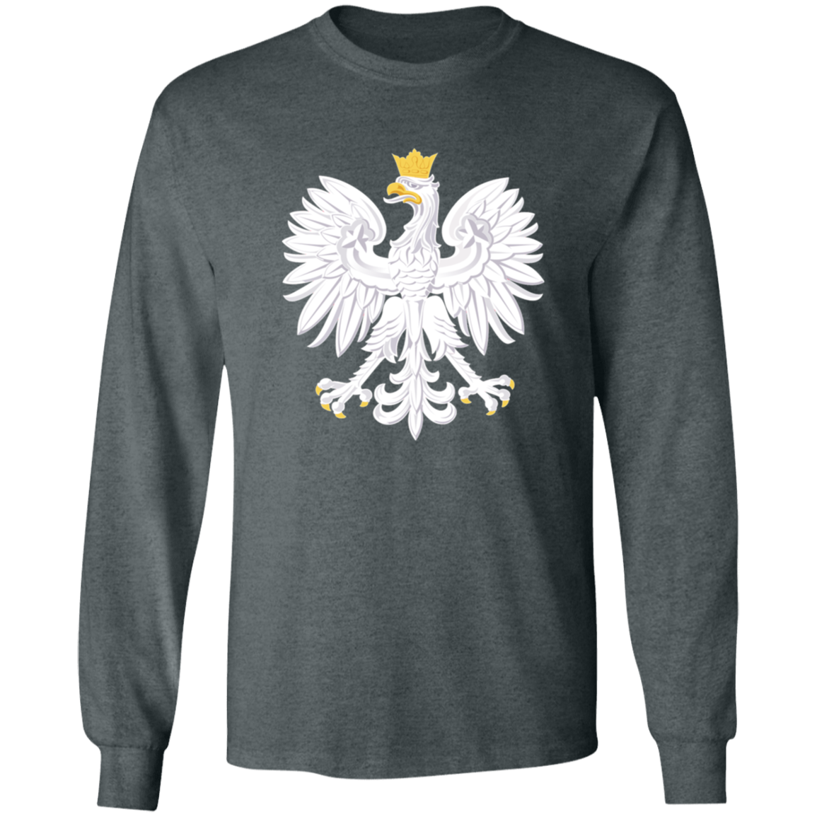 Polish Eagle Long Sleeve Shirt T-Shirts CustomCat Dark Heather S 