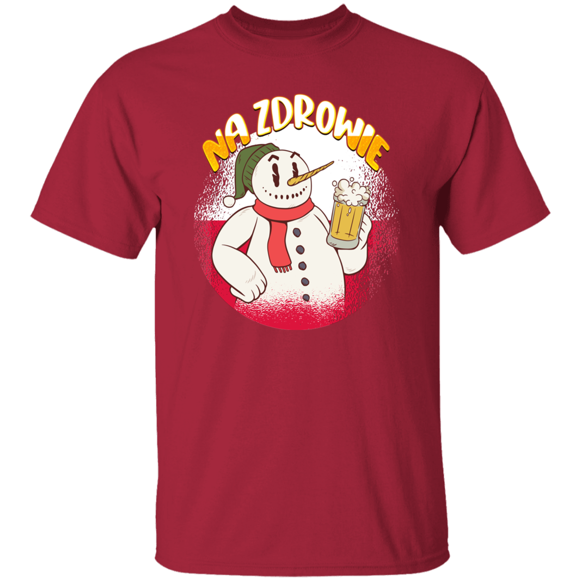 Na Zdrowie Snowman T-Shirts CustomCat Cardinal S 