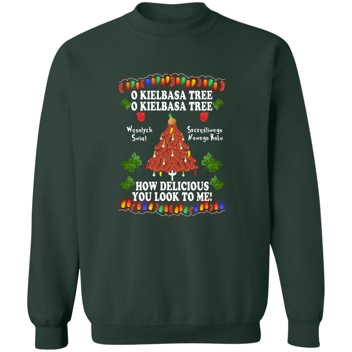 O Kielbasa Tree Apparel CustomCat G180 Crewneck Pullover Sweatshirt Forest Green S