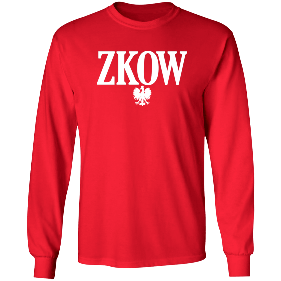 ZKOW Polish Surname Ending Apparel CustomCat G540 LS T-Shirt Red S