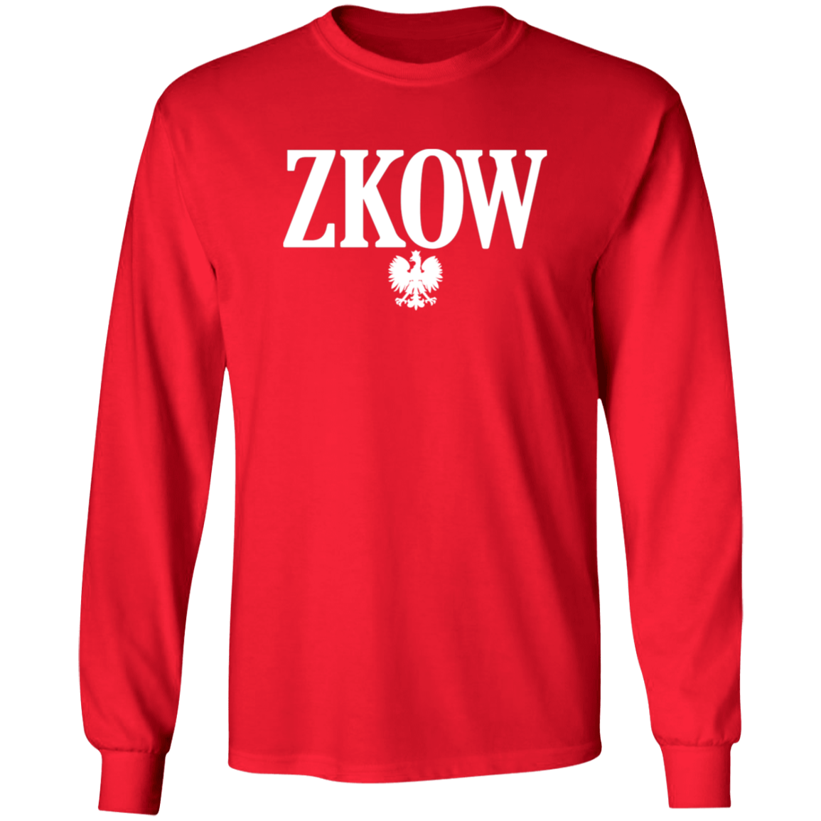 ZKOW Polish Surname Ending Apparel CustomCat G240 LS Ultra Cotton T-Shirt Red S
