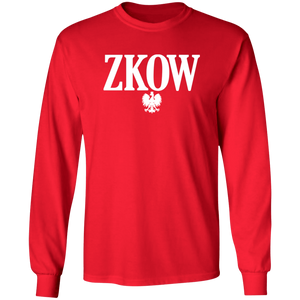 ZKOW Polish Surname Ending - G240 LS Ultra Cotton T-Shirt / Red / S - Polish Shirt Store