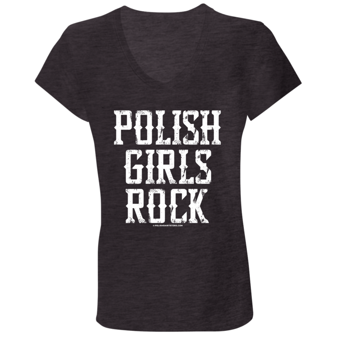 Polish Girls Rock V-Neck Tee T-Shirts CustomCat Dark Grey Heather S 