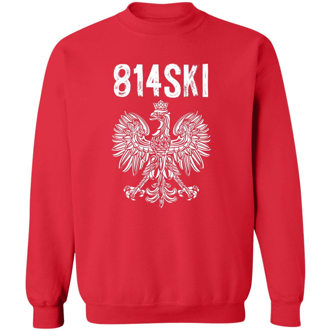 Erie Pennsylvania Polish Pride Area Code 814 Apparel CustomCat G180 Crewneck Pullover Sweatshirt Red S