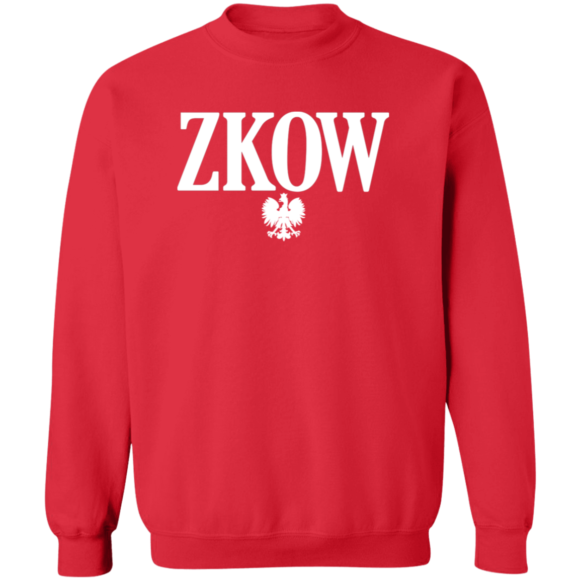 ZKOW Polish Surname Ending Apparel CustomCat G180 Crewneck Pullover Sweatshirt Red S