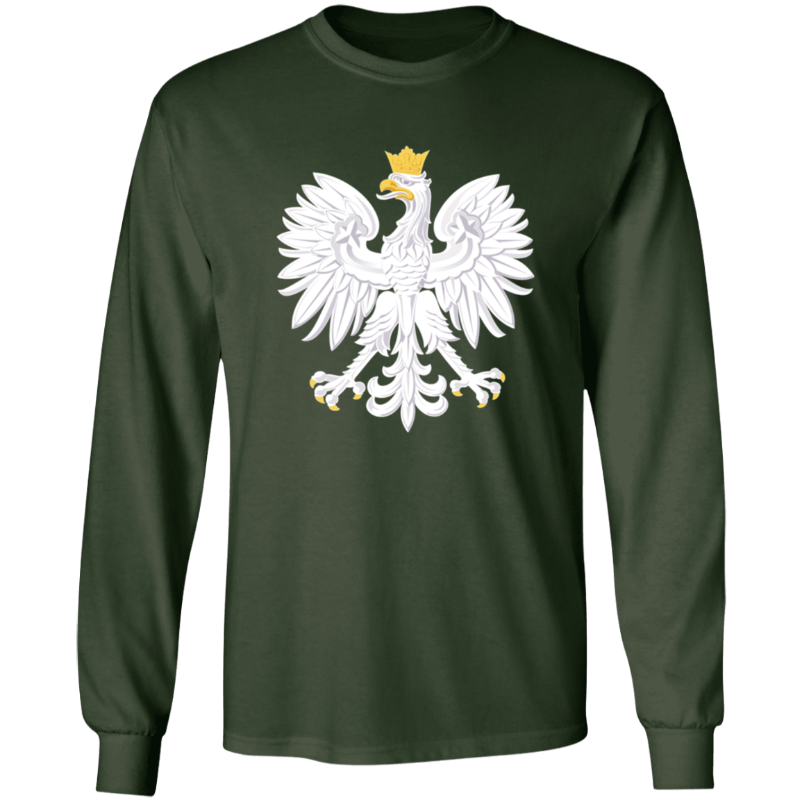 Polish Eagle Long Sleeve Shirt T-Shirts CustomCat Forest Green S 