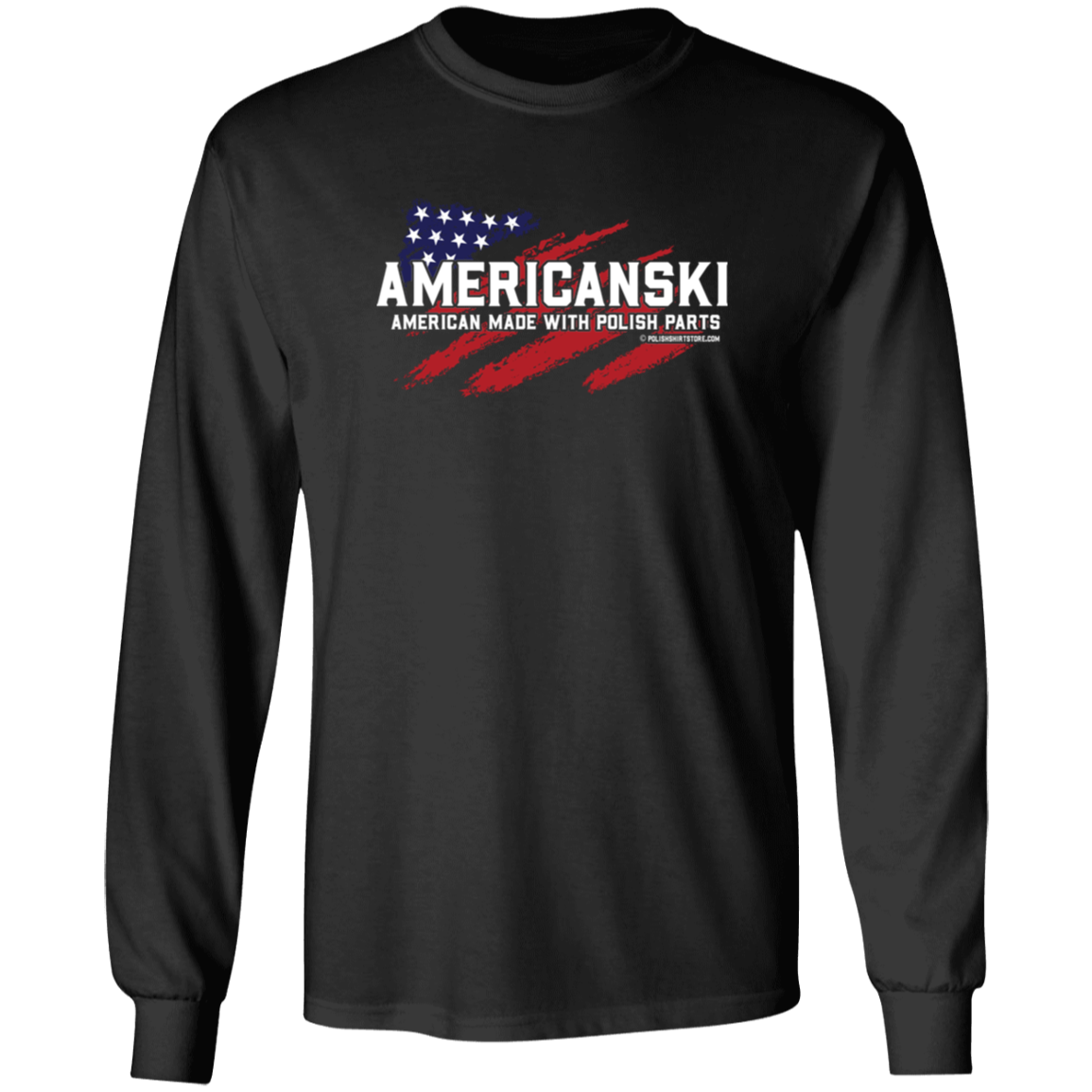 Americanski American Made With Polish Parts Apparel CustomCat G540 LS T-Shirt Black S