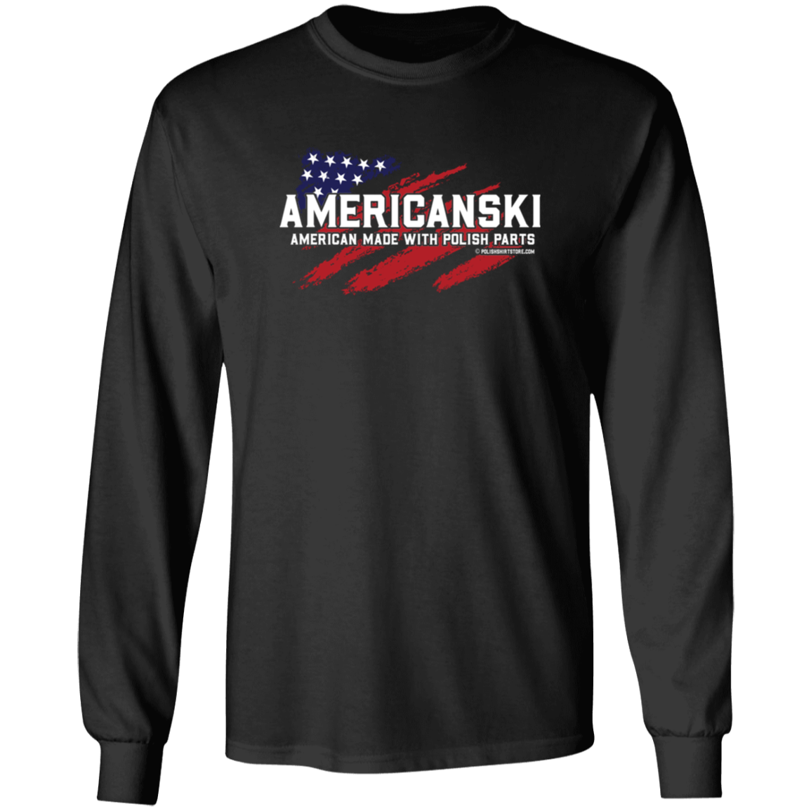 Americanski American Made With Polish Parts Apparel CustomCat G240 LS Ultra Cotton T-Shirt Black S