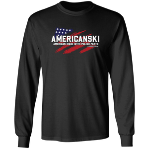 Americanski American Made With Polish Parts - G240 LS Ultra Cotton T-Shirt / Black / S - Polish Shirt Store