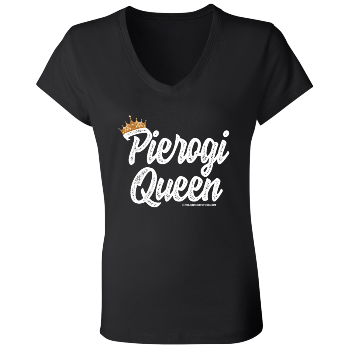 Pierogi Queen T-Shirt Apparel CustomCat B6005 Ladies' Jersey V-Neck T-Shirt Black S