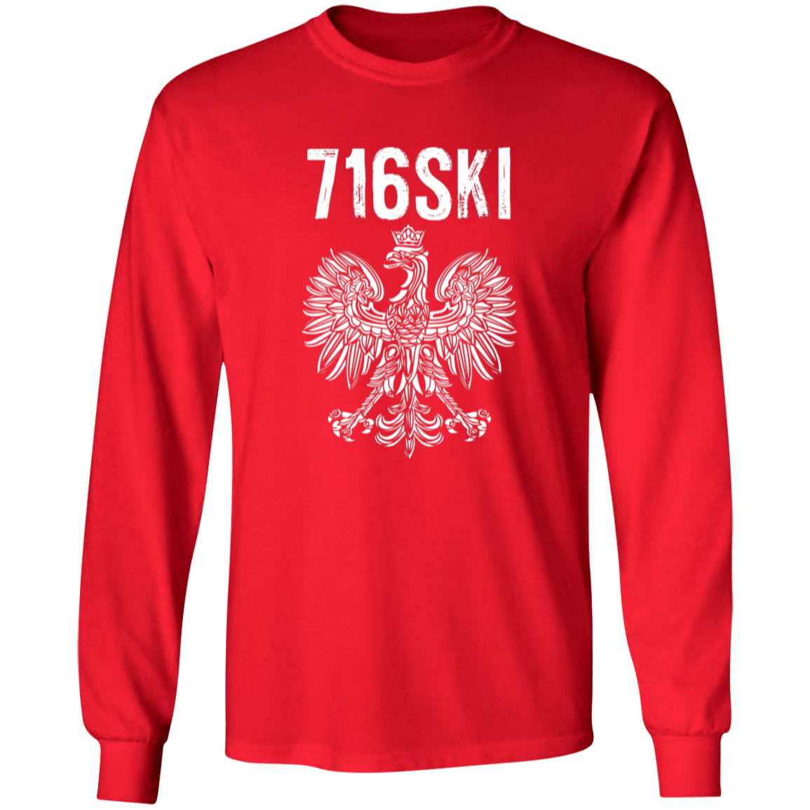 716SKI Buffalo New York Polish Pride Apparel CustomCat G540 LS T-Shirt Red S