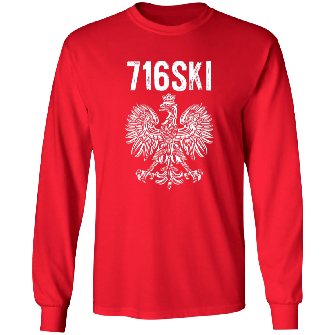 716SKI Buffalo New York Polish Pride Apparel CustomCat G240 LS Ultra Cotton T-Shirt Red S