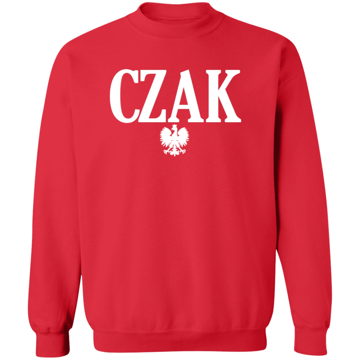 CZAK Polish Surname Ending Apparel CustomCat G180 Crewneck Pullover Sweatshirt Red S