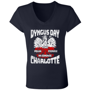 Dyngus Day Charlotte - B6005 Ladies' Jersey V-Neck T-Shirt / Navy / S - Polish Shirt Store