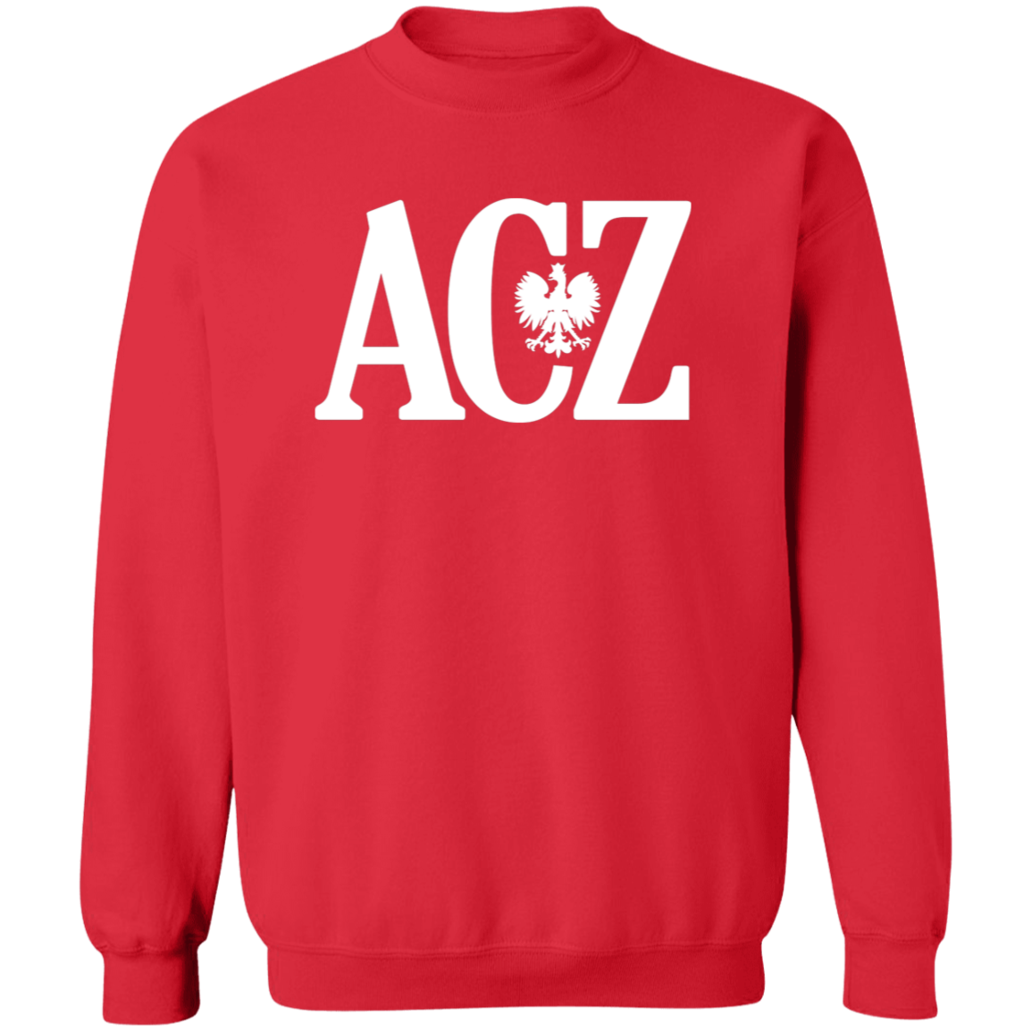 Polish Surname Ending in ACZ Apparel CustomCat G180 Crewneck Pullover Sweatshirt Red S