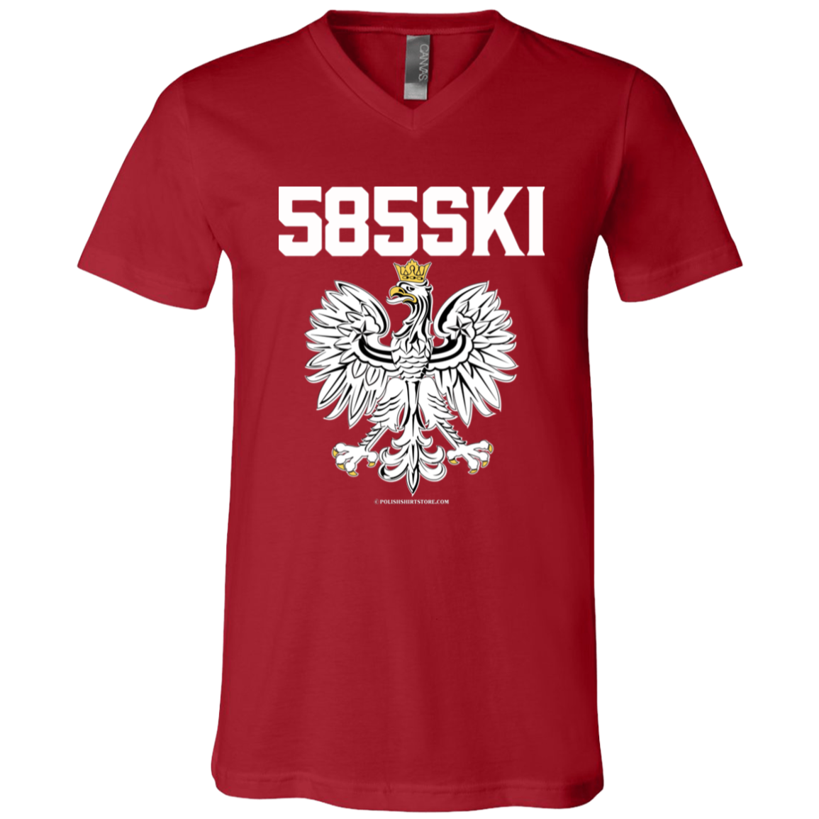 585ski Apparel CustomCat 3005 Unisex Jersey SS V-Neck T-Shirt Canvas Red X-Small