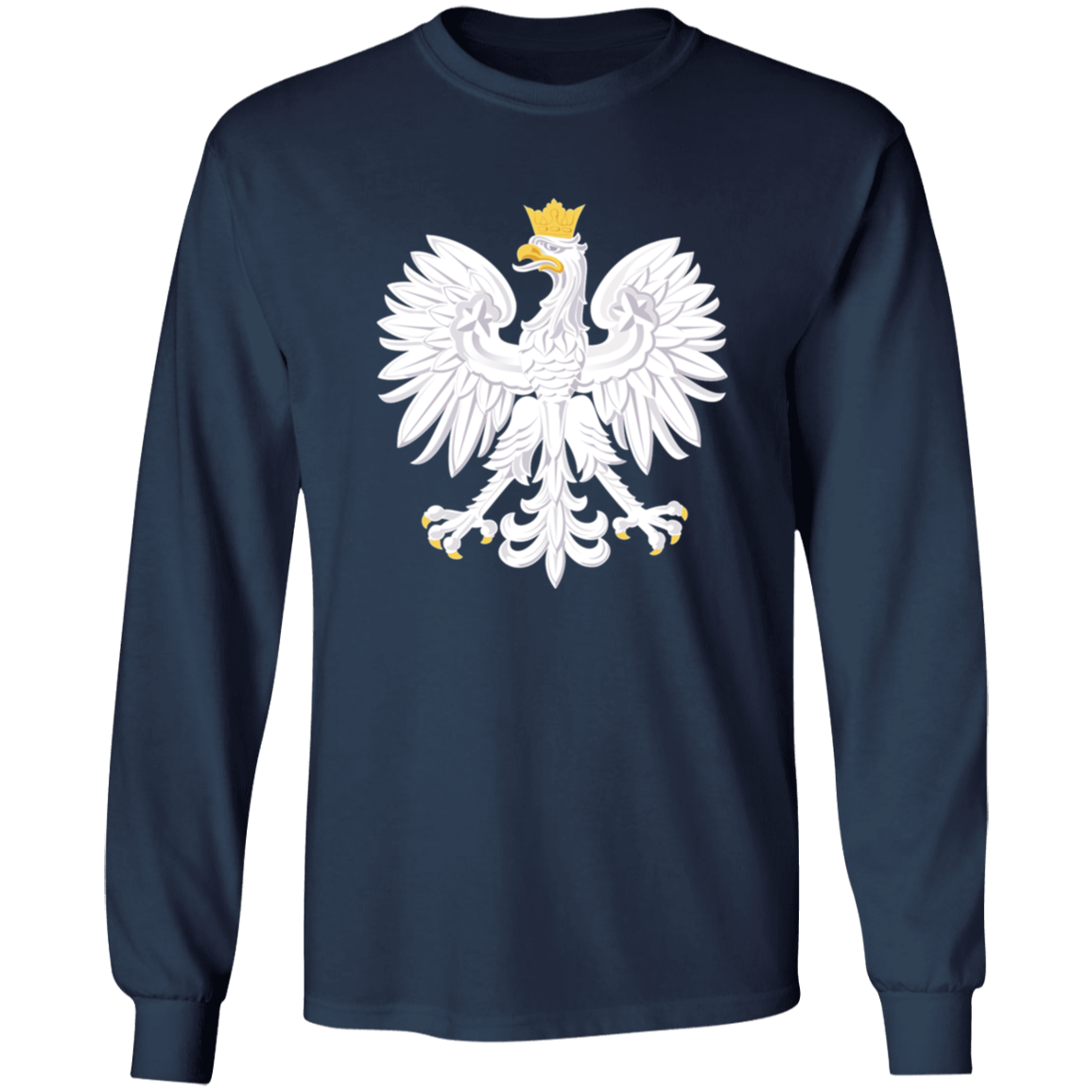 Polish Eagle Long Sleeve Shirt T-Shirts CustomCat Navy S 